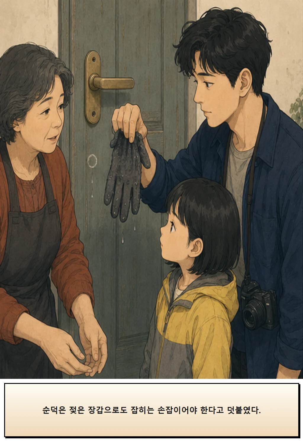 20화: 낮아진 손잡이 9페이지. 순덕은 젖은 장갑으로도 잡히는 손잡이어야 한다고 덧붙였다.