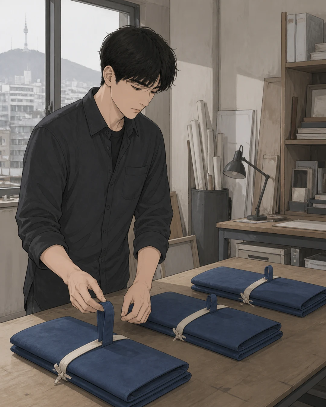 30화: 내가 푸는 묶음 18페이지. 서울 작업실에서 도윤은 돌려줄 묶음마다 넓은 풀림 고리를 남겼다.