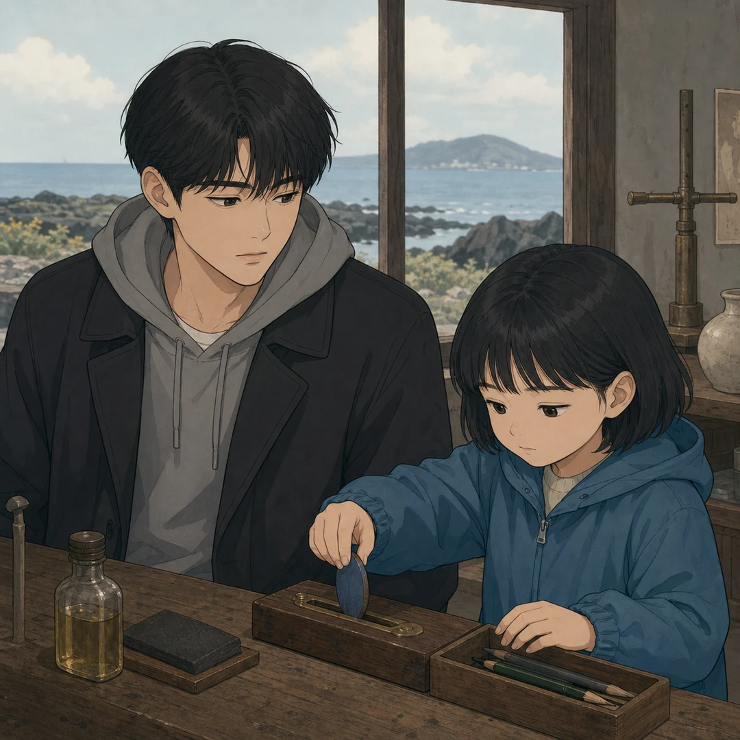 31화: 남겨 둔 흠집 15페이지. 기름병을 본 윤서는 패를 다시 세워 추가 손질을 멈췄다.