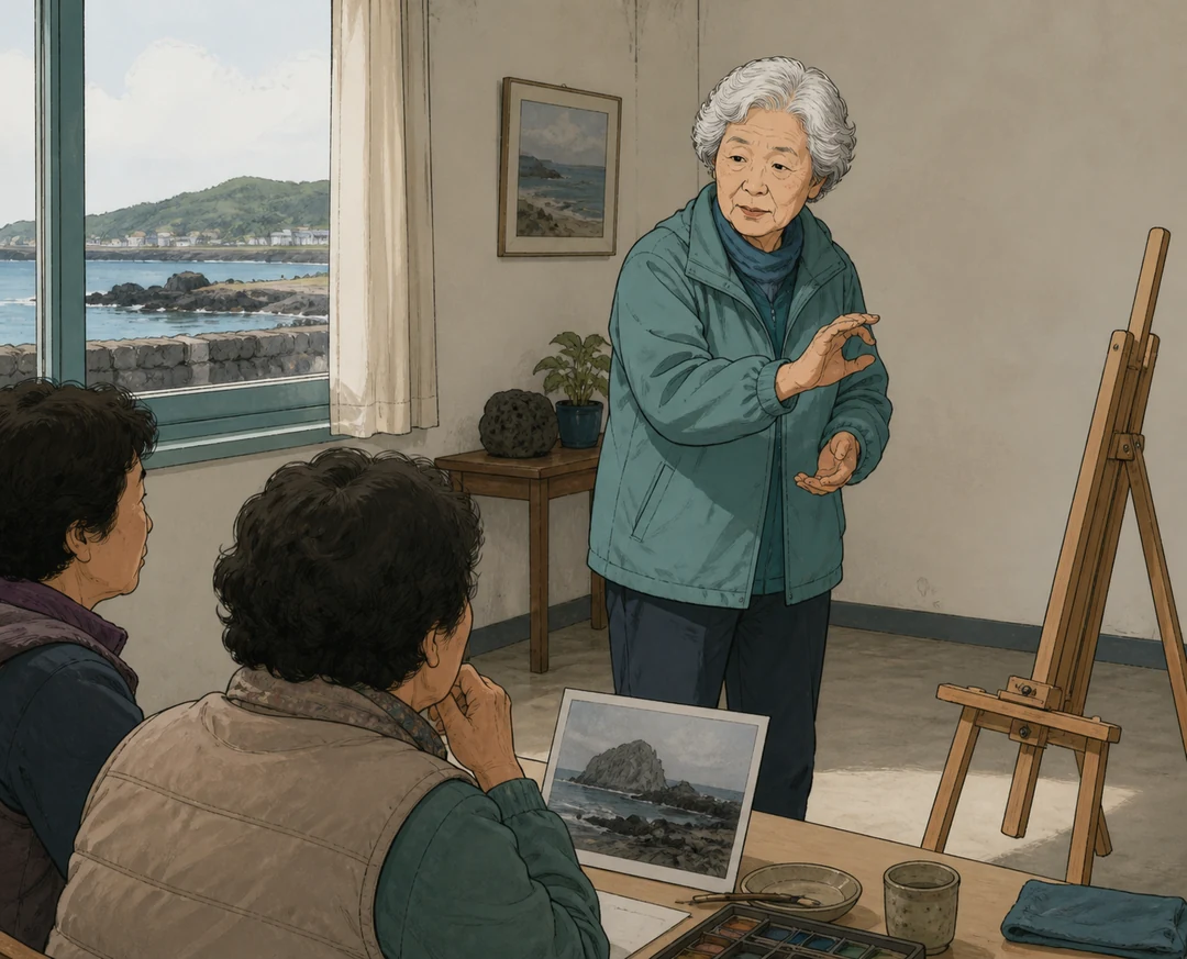 32화: 돌려 보는 한 장 7페이지. 순덕은 말했다. “멀리 놓고 한 바퀴 돌려 봐.”