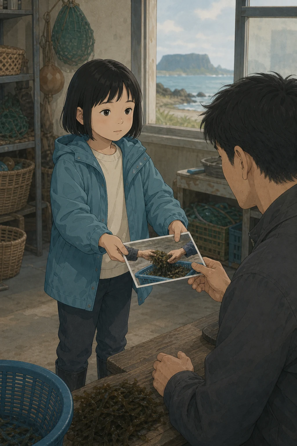 33화: 남겨 둔 가장자리 3페이지. 윤서는 해녀 작업을 찍은 사진 한 장을 도윤에게 건넸다.
