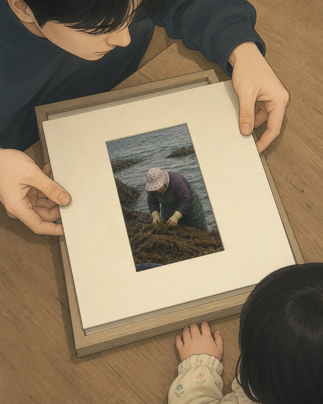 33화: 남겨 둔 가장자리 4페이지. 좁은 매트를 얹자 사진 아래쪽 푸른 바구니가 가려졌다.