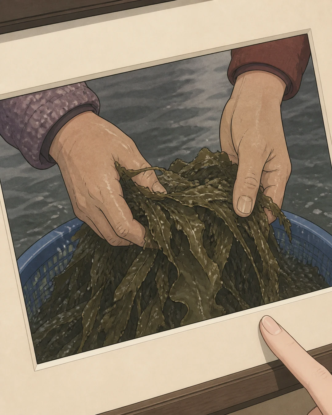33화: 남겨 둔 가장자리 5페이지. 해초를 건네는 두 손도 손목에서 끊겨 보였다.