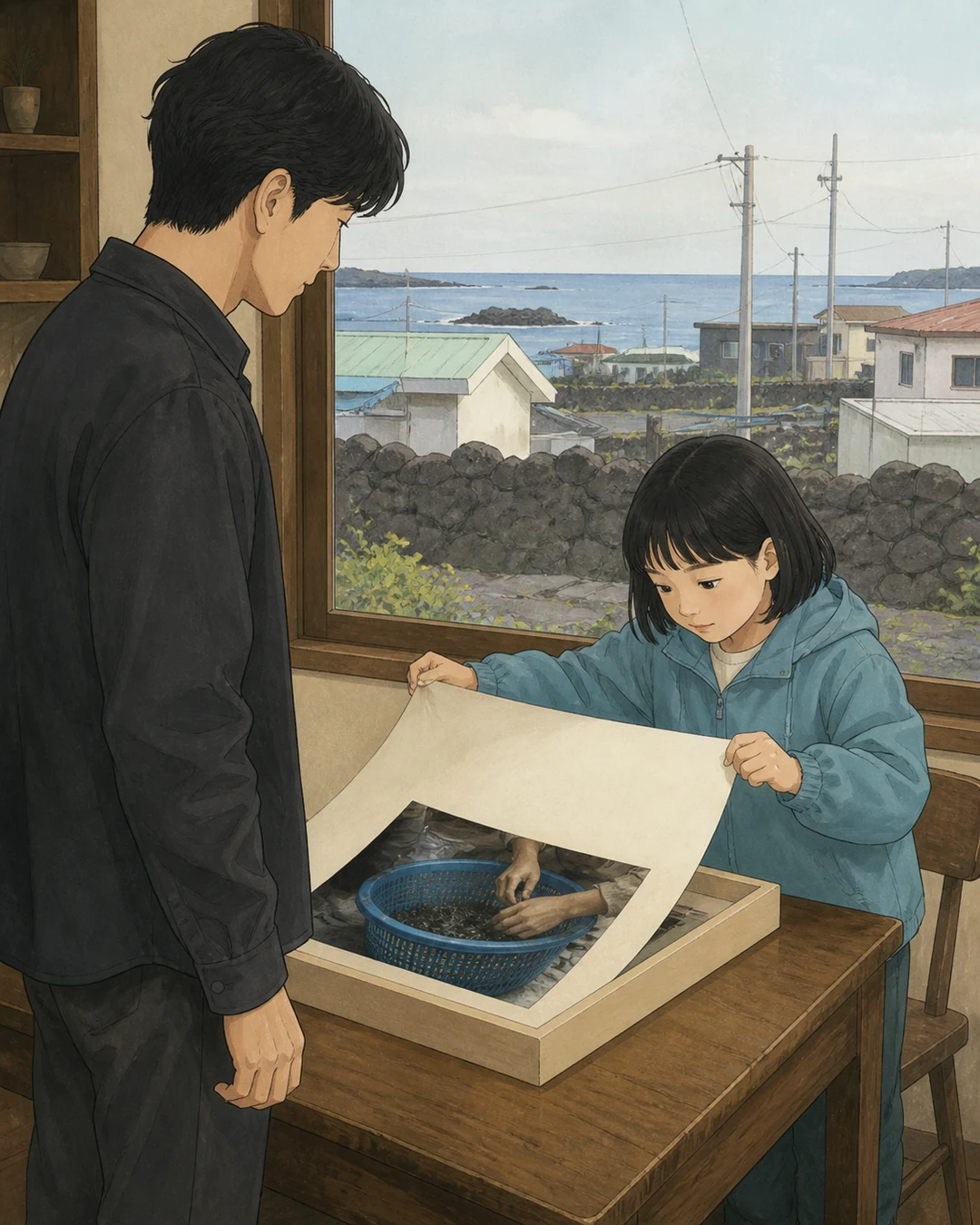 33화: 남겨 둔 가장자리 6페이지. 윤서는 매트를 들었다. “바구니까지 넣어서 찍었어요.”