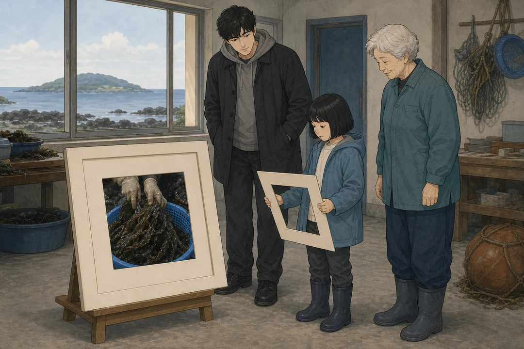 33화: 남겨 둔 가장자리 8페이지. 세 사람은 매트를 얹은 사진과 벗긴 사진을 차례로 보았다.