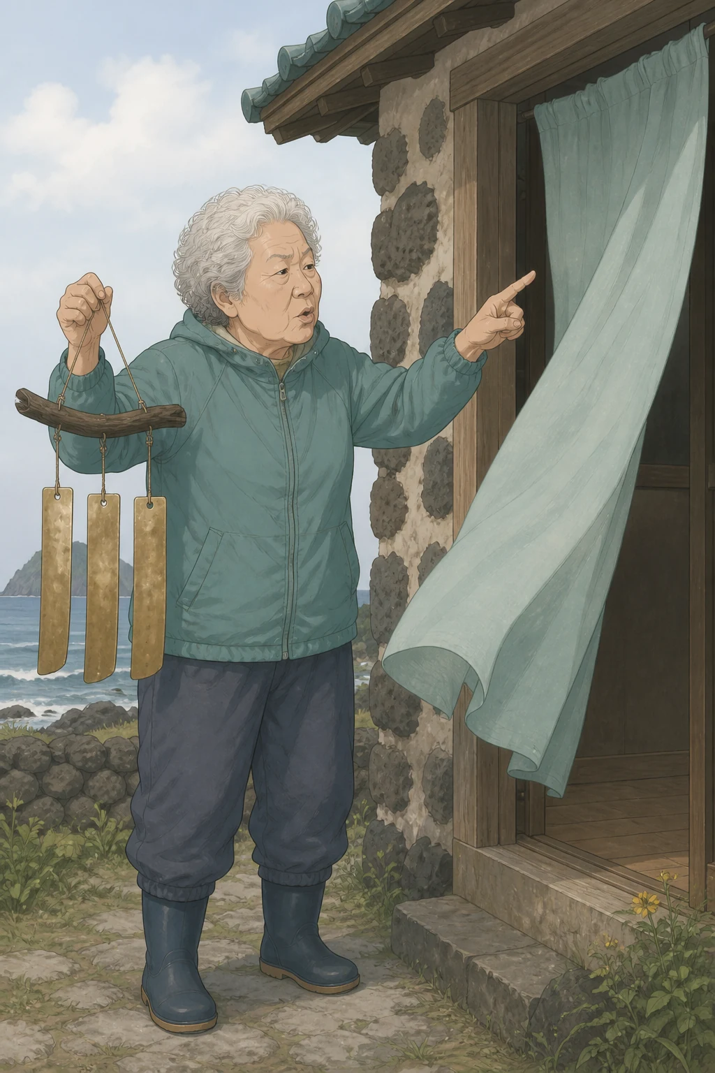 36화: 남겨 둔 울림 6페이지. 순덕은 제주 바람에서는 풀린 조각끼리 세게 부딪힐 수 있다고 했다.
