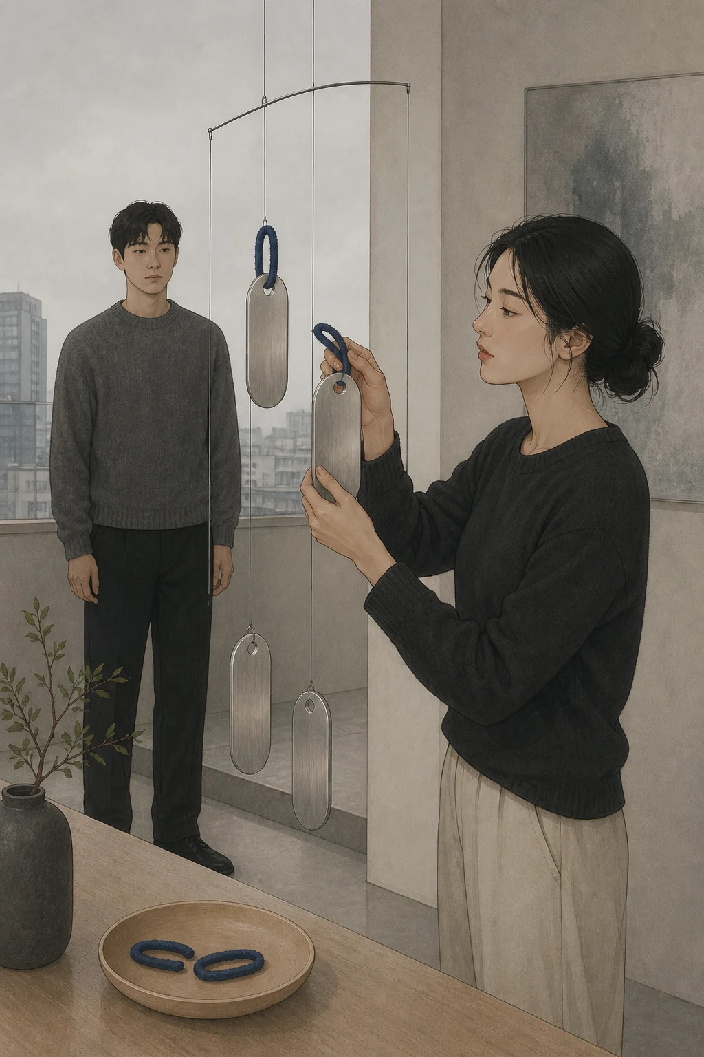 36화: 남겨 둔 울림 19페이지. 주인은 네 조각 가운데 남길 두 조각의 고리만 벗겼다.