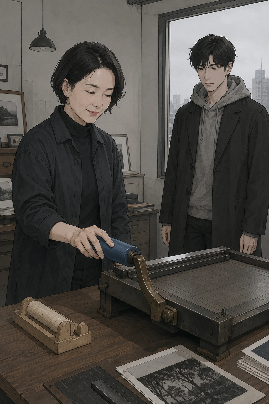 38화: 바꿔 끼운 손잡이 19페이지. 사용자는 둘을 잡아 본 뒤 굵은 푸른 덧손잡이를 스스로 골랐다.