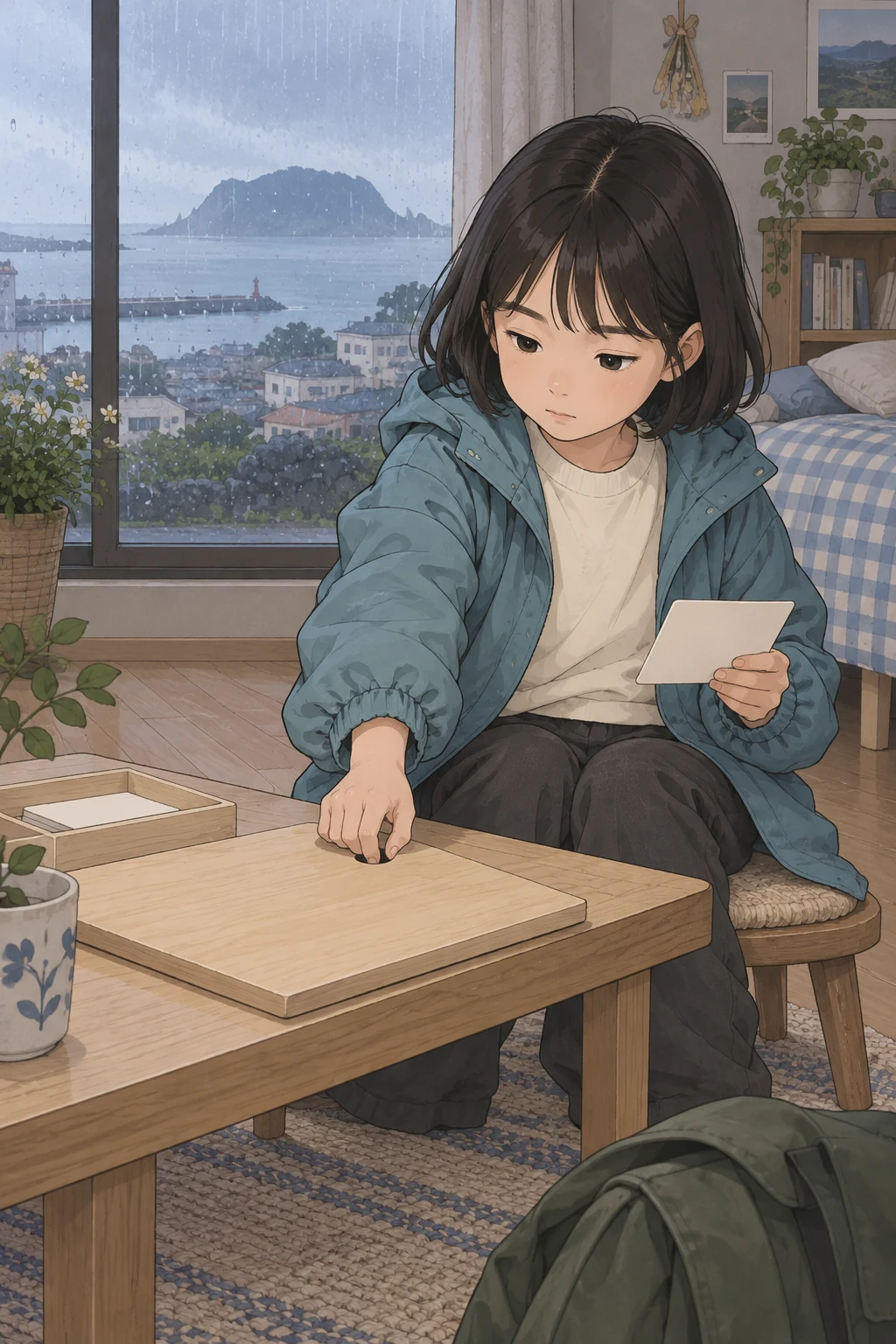 39화: 당겨 둔 작업판 17페이지. 다시 앉은 윤서는 다음 카드를 위해 작업판을 되당겼다.
