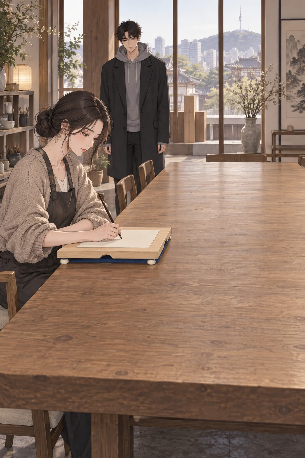 39화: 당겨 둔 작업판 20페이지. 작업판의 자리는 쓰는 사람이 다시 당겨 정하는 거리였다.