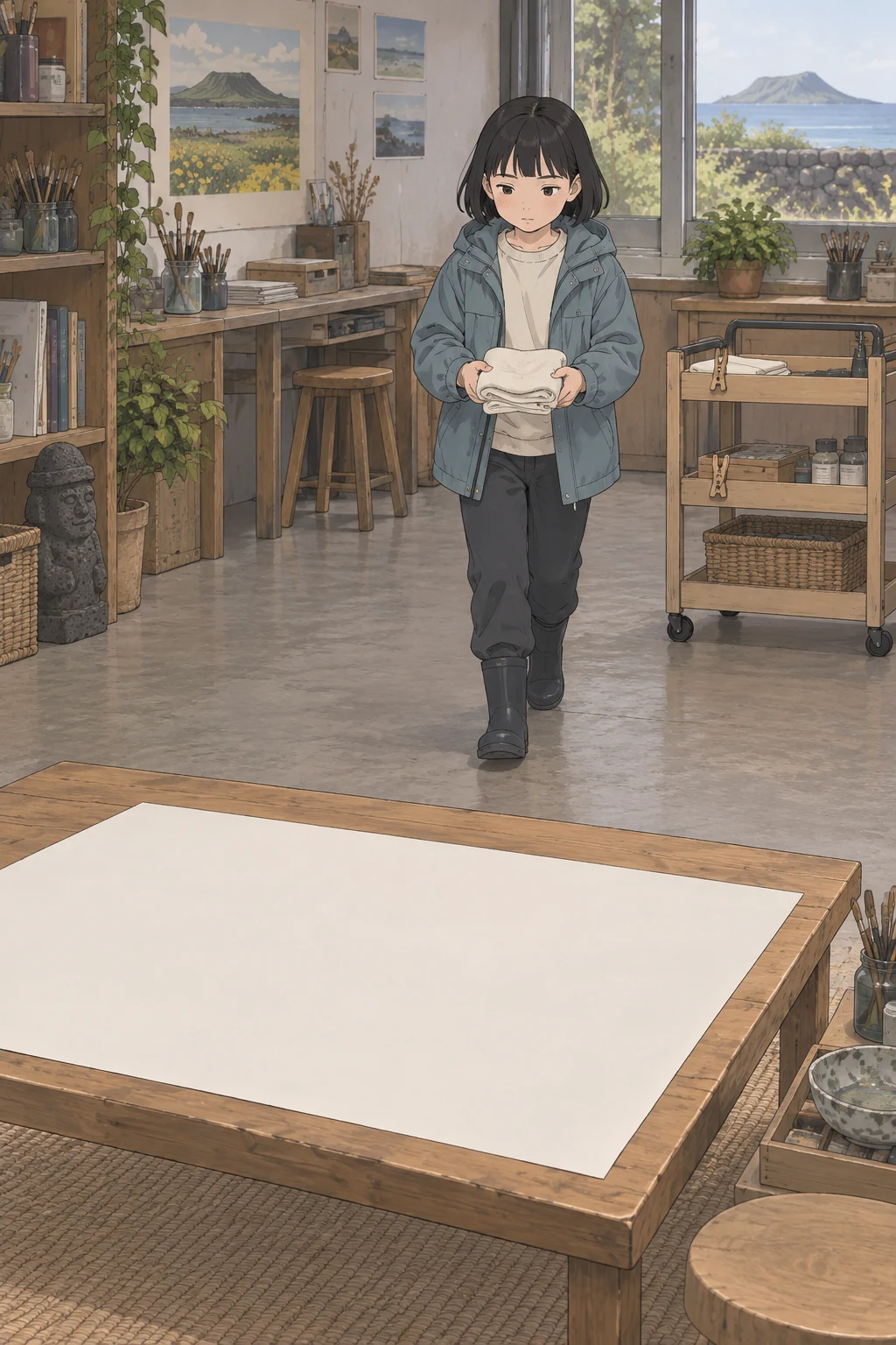 42화: 옮겨 잠근 수레 6페이지. 손이 닿지 않아 윤서는 종이를 내려놓고 두 번 왕복했다.