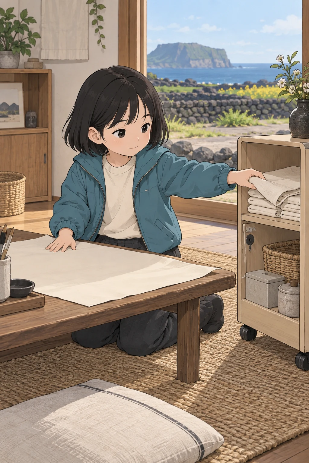 42화: 옮겨 잠근 수레 13페이지. 이제 윤서는 종이를 놓지 않고 옆 수레에서 재료를 꺼냈다.