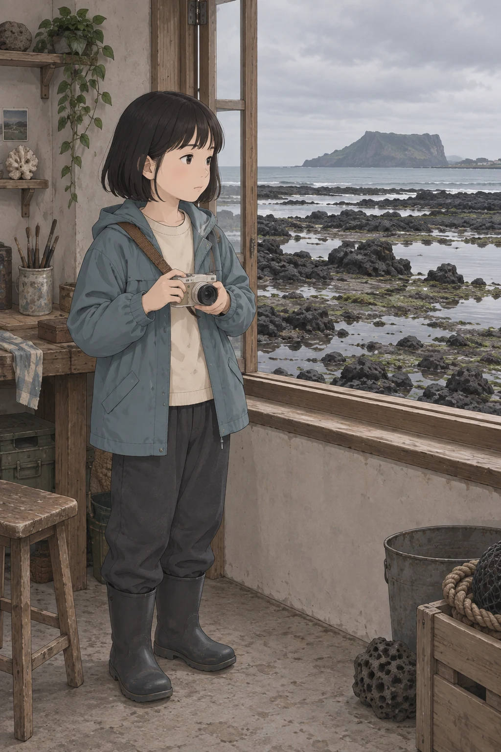45화: 들춰 본 푸른 바늘땀 2페이지. 다음 날 물때 기록 촬영에는 그 카메라를 직접 메고 싶었다.