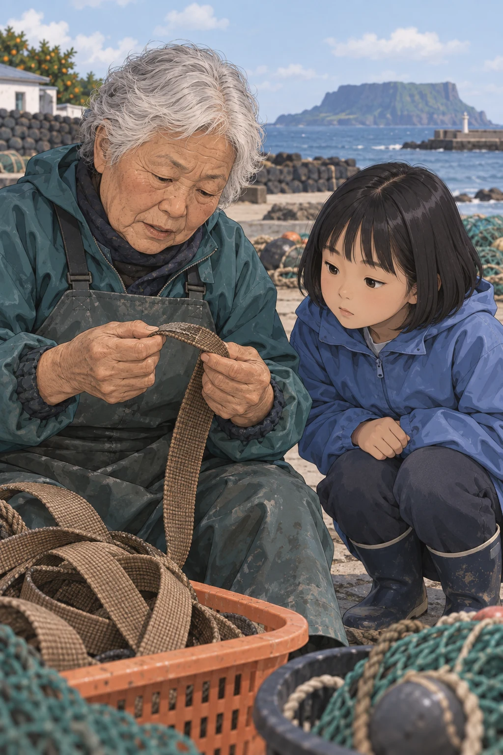 45화: 들춰 본 푸른 바늘땀 6페이지. 순덕은 몸에 거는 끈은 눈과 손으로 다시 검사해야 한다고 했다.