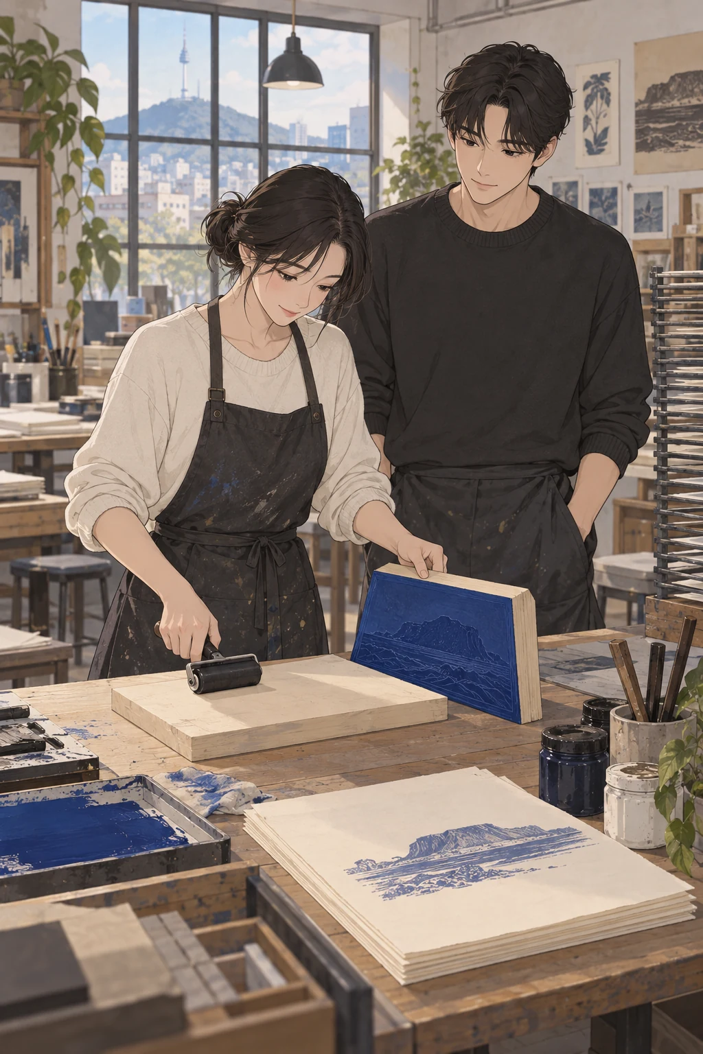 47화: 뒤집어 놓은 홈 19페이지. 서울에서도 사용자는 도구를 굴려 본 뒤 받침의 면을 골랐다.