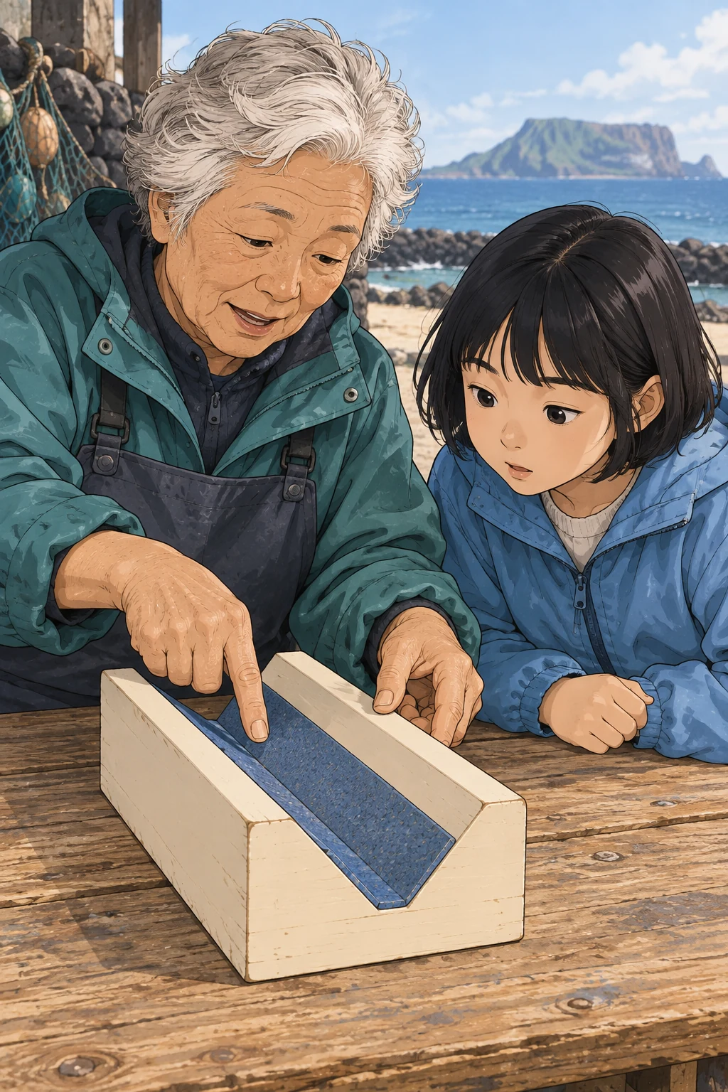 51화: 골을 지킨 작은 책 6페이지. 순덕은 송곳 끝이 지나갈 빈곳과 종이를 받칠 두 면을 함께 보라고 했다.
